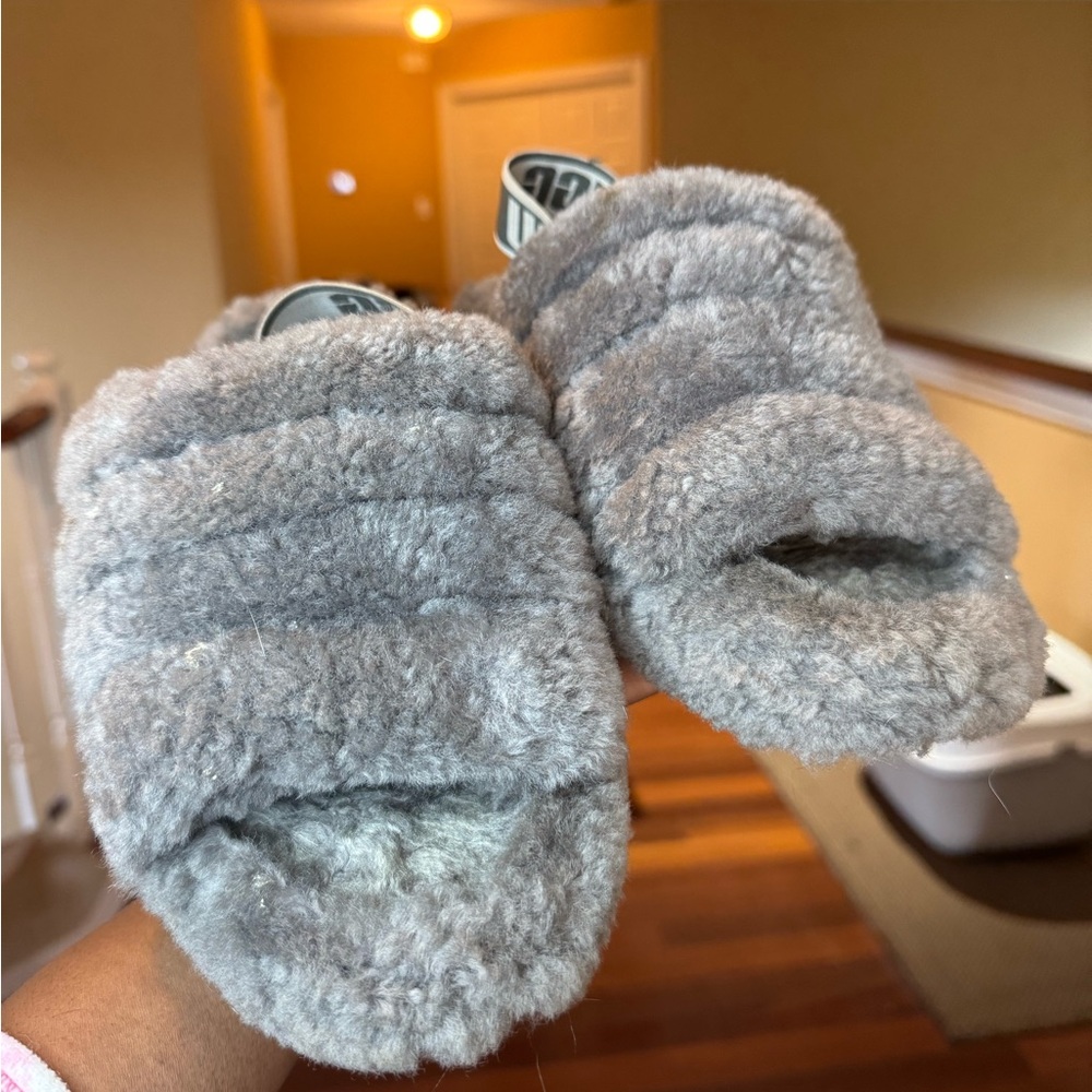 UGG Fluffy Grey Slippers